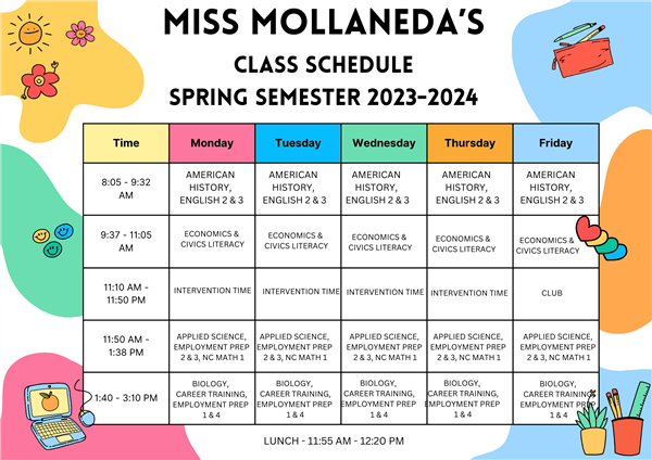 1st sem schedule